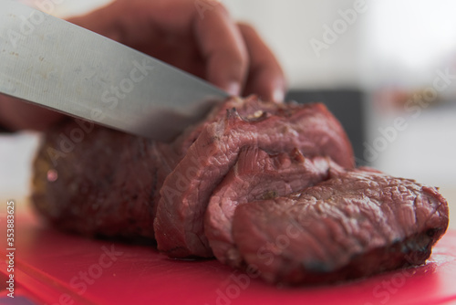 picanha a piece of meat on the bbq grill.