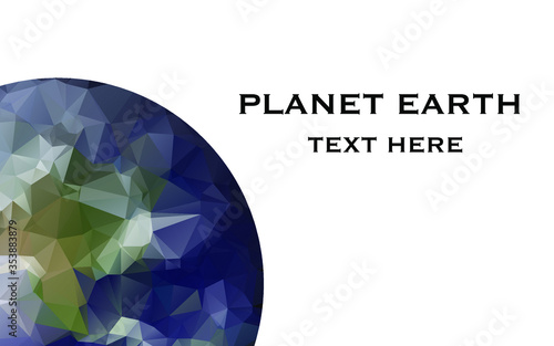 Planet Earth. Triangle polygonal planet in solar system planet with copy spaces for your text. Polygon design. Low polygon vector illustration with white background. 