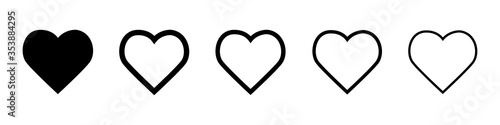 Heart vector icons. Set of vector heart shape. Love passion concept. Romantic design.