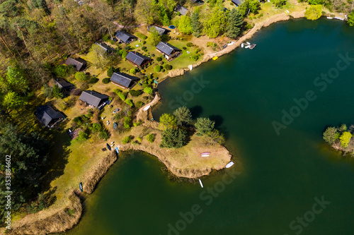 Aerial view, Kahler Seenplatte with holiday apartments and campsites, Alzenau, Hesse, Germany, Europe