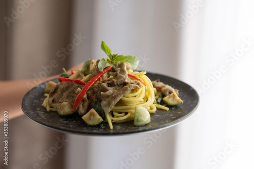 Green Curry Pork Spaghetti, photo