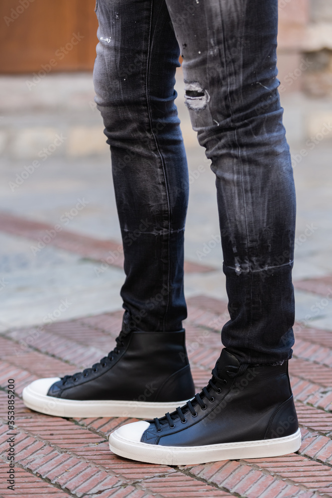 male model on clothes and shoes