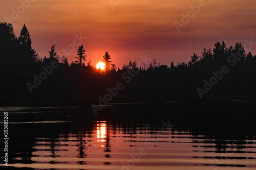 Red Sunset at Cranberry Lake