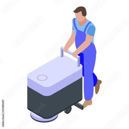 Cleaning floor machine icon. Isometric of cleaning floor machine vector icon for web design isolated on white background
