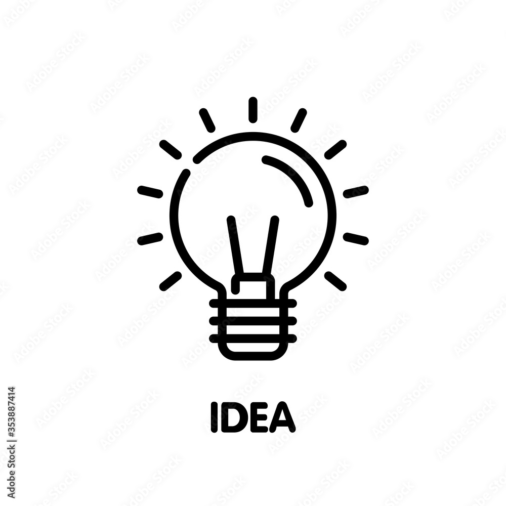 Bulb idea outline icon style design illustration on white background Bulb idea outline icon style design illustration on white background