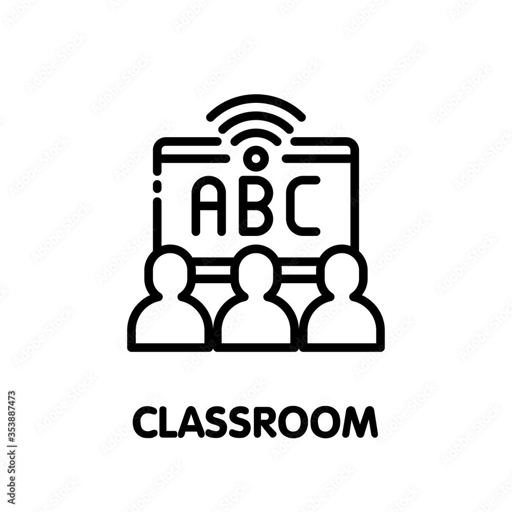 Classroom outline icon style design illustration on white background
