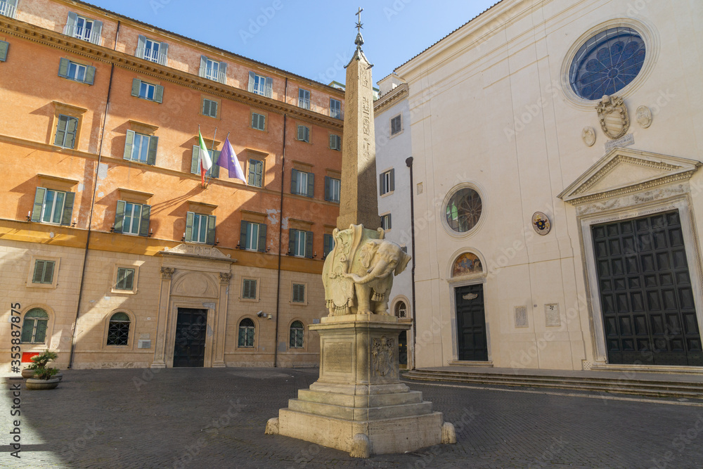 Elephant and Obelisk at the Piazza della Minerva, Rome, Italy