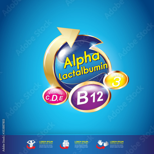 Omega Vitamin Calcium or Nutrition Logo Label Vector Concept.