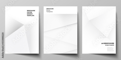Vector layout of A4 cover mockup design template for brochure, flyer layout, booklet, cover design, book design, brochure cover. Halftone effect decoration with dots. Dotted pop art pattern decoration