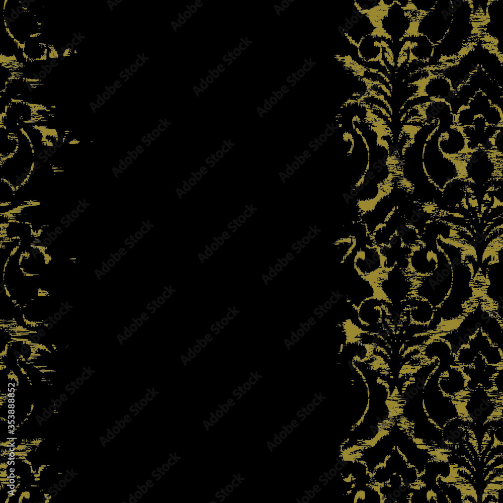 black seamless damask pattern vintage effect vector digital print design 