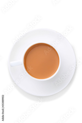 Cup of tea on white background.tea,Copy space for the ads,top view