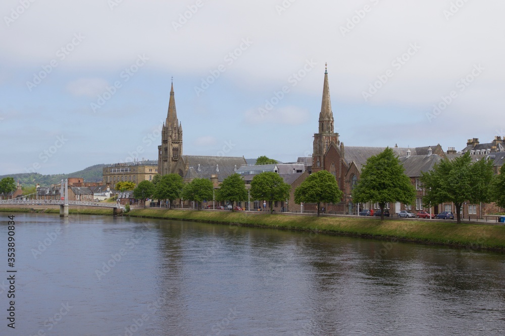 church along the river in Inverness, Scotland 