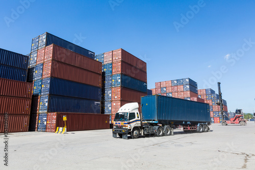 Lifting empty container to keep in container stack by reach stacker