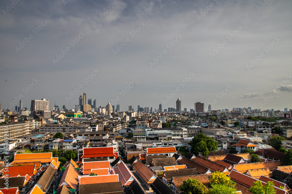 Obraz premium Bangkok cityscape from the Golden Mountain, Thailand