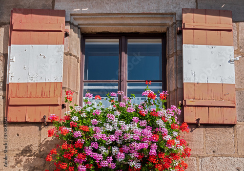 Vintage windows with fresh flowers