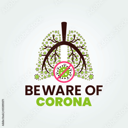 beware of corona, covid 19 coronavirus affected lungs vector