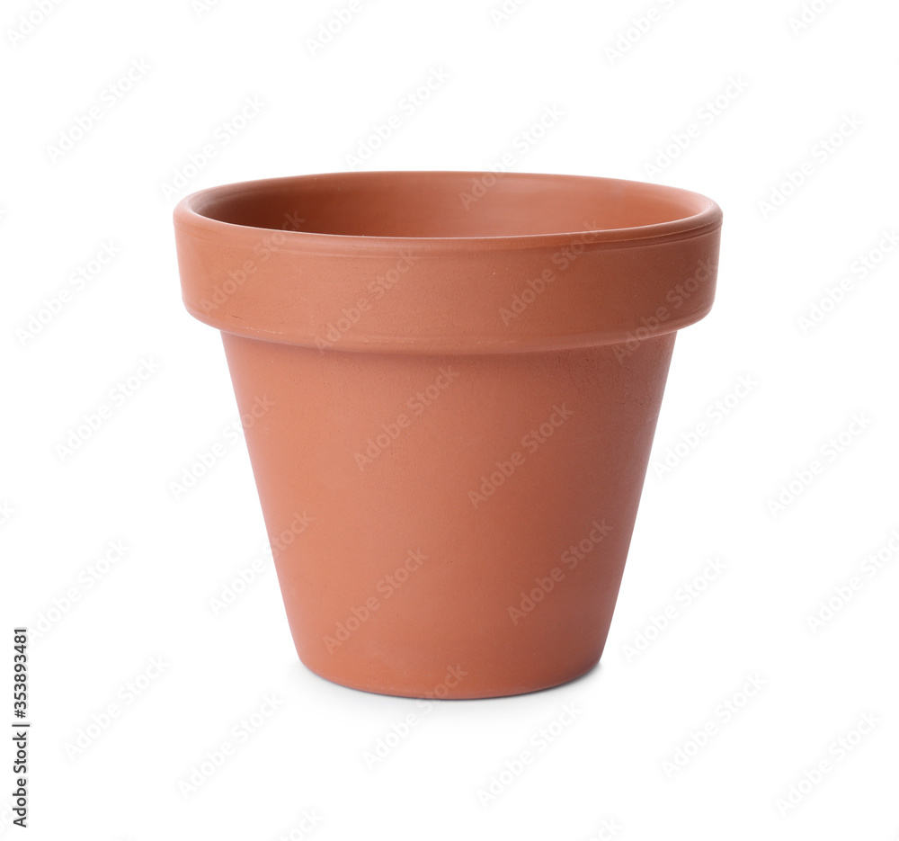 Stylish terracotta flower pot isolated on white Stylish terracotta flower pot isolated on white
