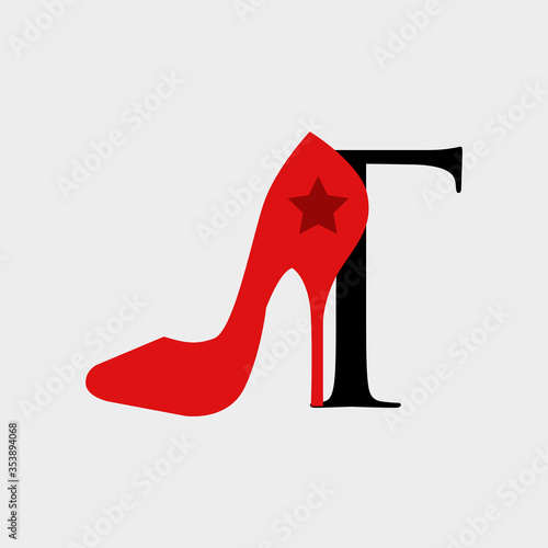 logo letter t with high heels vector design	
