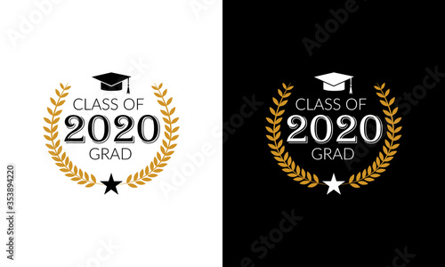 Class of 2020, lettering for greeting, congratulation event, party, high school or college graduate, invitation card