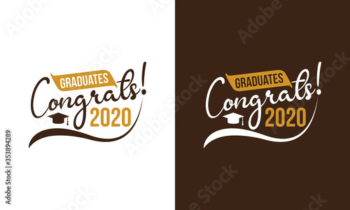 Class of 2020, lettering for greeting, congratulation event, party, high school or college graduate, invitation card