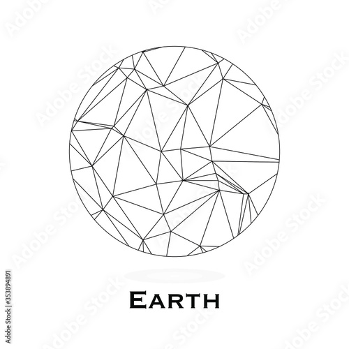 Polygonal Planet Earth. Triangle polygonal planet in solar system planet with copy spaces for your text. Polygon design. Low polygon vector illustration with white background. 