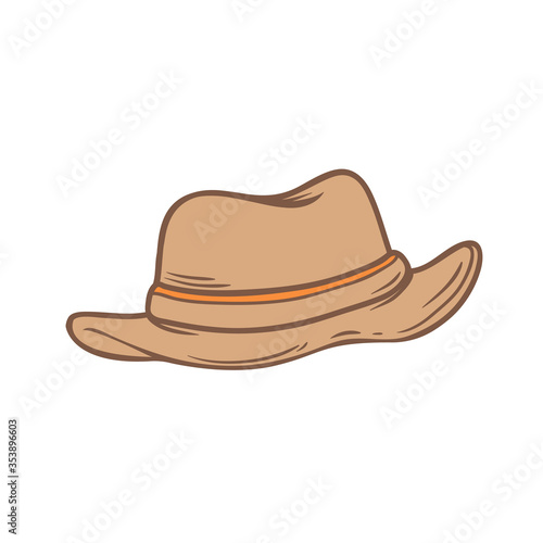 Vector illustration, brown hat. Hat isolated on a white background.