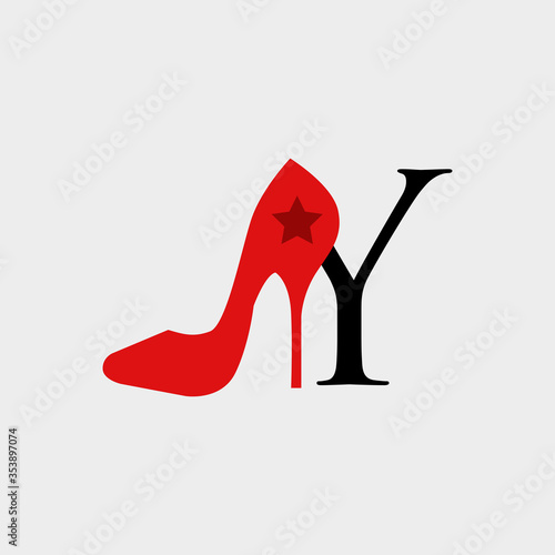 logo letter y with high heels vector design	
