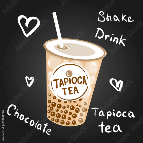 Tapioca tea glass with lettering
