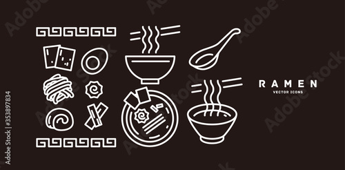 [Japanese noodle ramen] vector icons