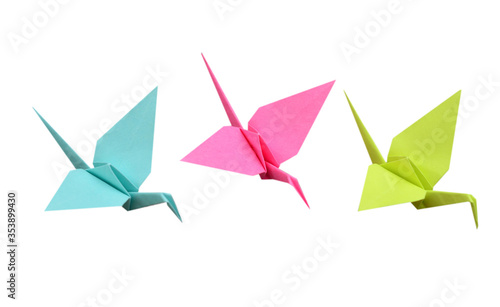 Colorful Origami Birds isolated white