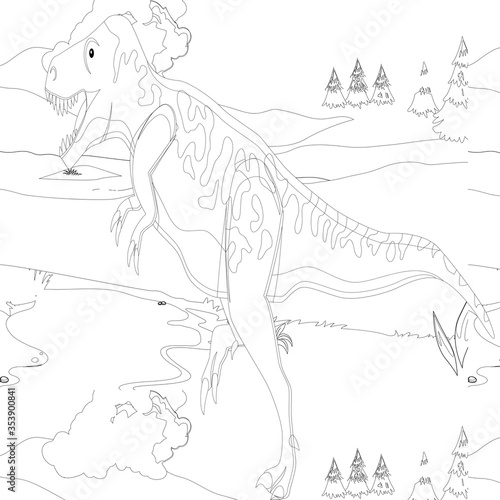 Outline Dinosaur  Illustration Suitable For Any Of Graphic Design Project Such As Coloring Book And Education