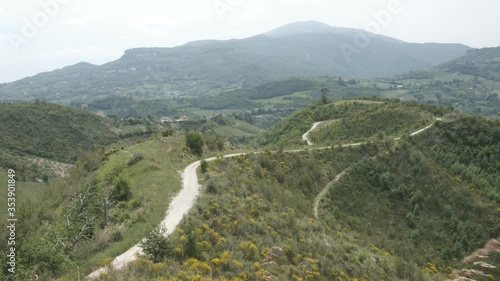 Path between hill in Italian landscape after lockdown