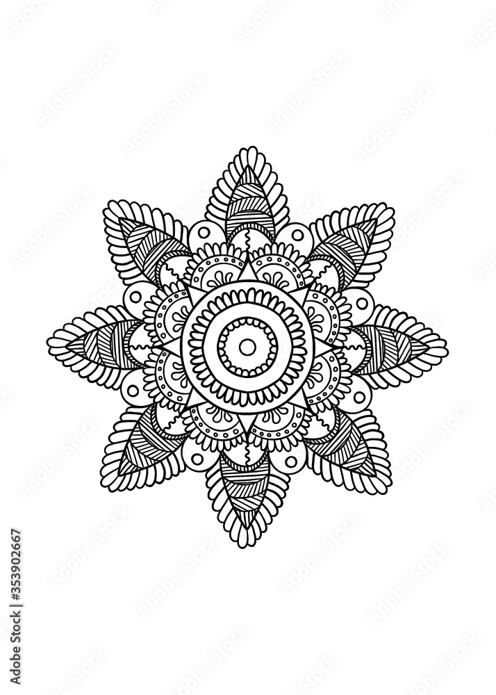 Hand-drawn ethnic mandala, Vector illustration background Hand-drawn ethnic mandala, Vector illustration background