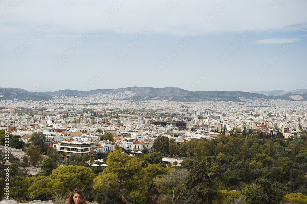 aerial view of athens taken from the top of hill