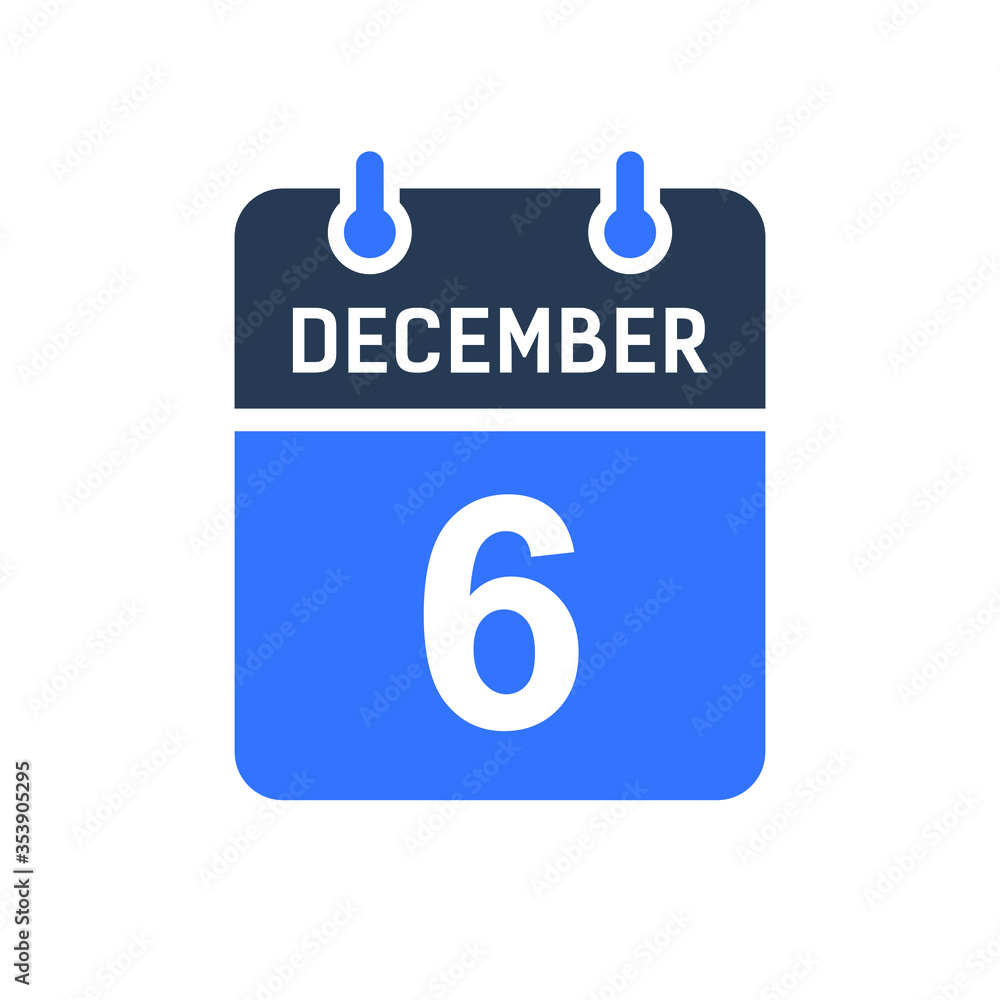 December 6 Calendar Date Icon, Event Date Icon, Calendar Date, Icon Design Vector Graphic December 6 Calendar Date Icon, Event Date Icon, Calendar Date, Icon Design Vector Graphic