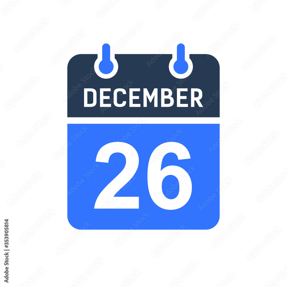 December 26 Calendar Date Icon, Event Date Icon, Calendar Date, Icon Design Vector Graphic December 26 Calendar Date Icon, Event Date Icon, Calendar Date, Icon Design Vector Graphic