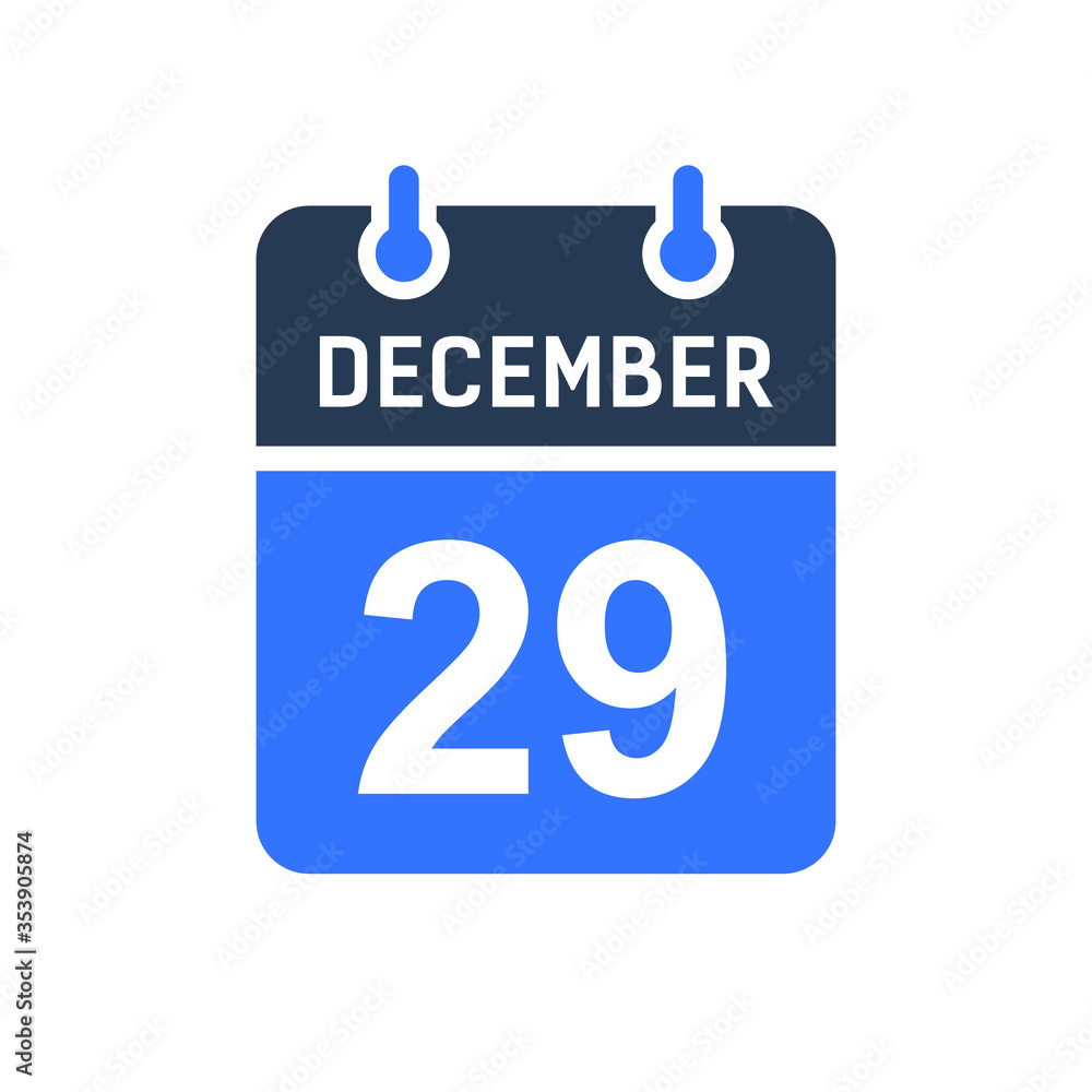 December 29 Calendar Date Icon, Event Date Icon, Calendar Date, Icon Design Vector Graphic December 29 Calendar Date Icon, Event Date Icon, Calendar Date, Icon Design Vector Graphic
