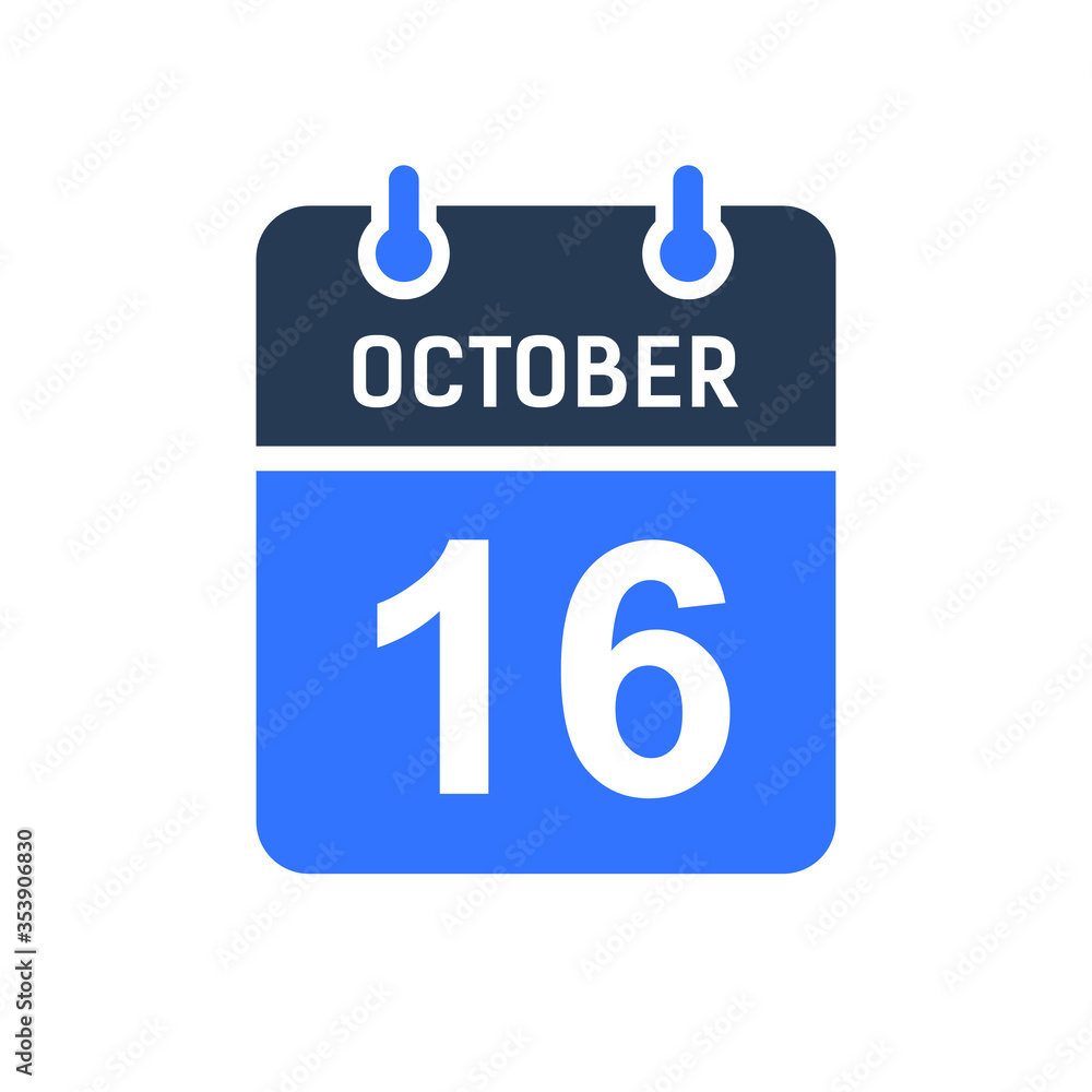 October 16 Calendar Date Icon, Event Date Icon, Calendar Date, Icon Design Vector Graphic October 16 Calendar Date Icon, Event Date Icon, Calendar Date, Icon Design Vector Graphic