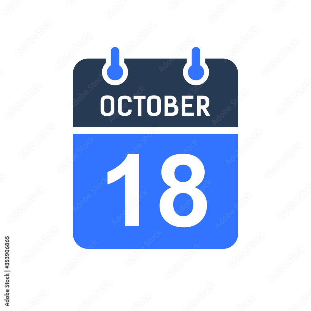 October 18 Calendar Date Icon, Event Date Icon, Calendar Date, Icon Design Vector Graphic October 18 Calendar Date Icon, Event Date Icon, Calendar Date, Icon Design Vector Graphic