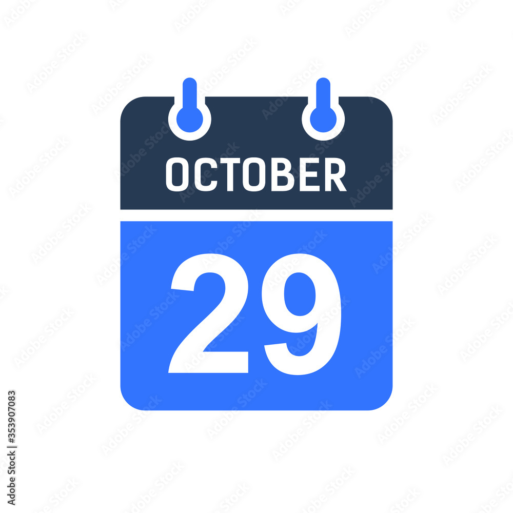 October 29 Calendar Date Icon, Event Date Icon, Calendar Date, Icon Design Vector Graphic October 29 Calendar Date Icon, Event Date Icon, Calendar Date, Icon Design Vector Graphic