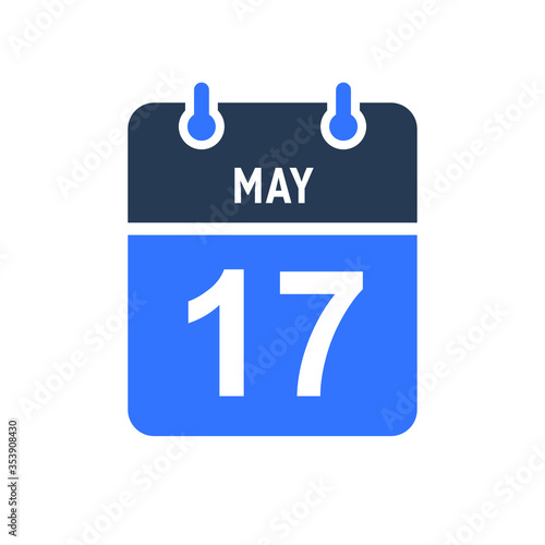 May 17 Calendar Date Icon, Event Date Icon, Calendar Date, Icon Design Vector Graphic