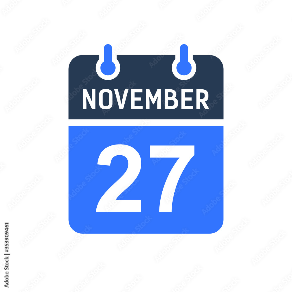 November 27 Calendar Date Icon, Event Date Icon, Calendar Date, Icon Design Vector Graphic November 27 Calendar Date Icon, Event Date Icon, Calendar Date, Icon Design Vector Graphic