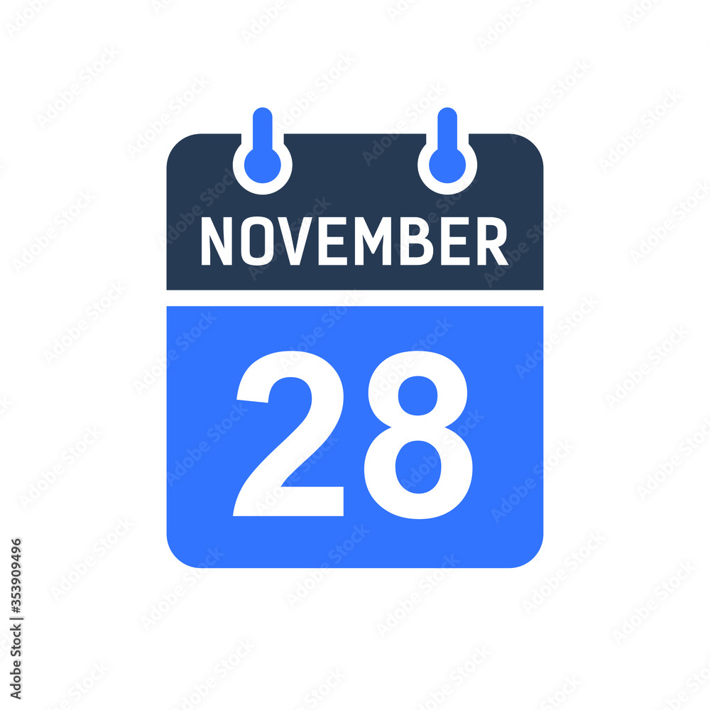 November 28 Calendar Date Icon, Event Date Icon, Calendar Date, Icon Design Vector Graphic November 28 Calendar Date Icon, Event Date Icon, Calendar Date, Icon Design Vector Graphic