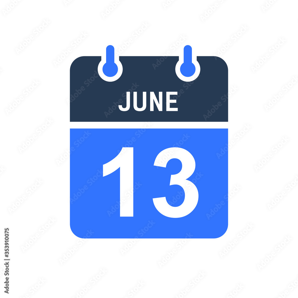 June 13 Calendar Date Icon, Event Date Icon, Calendar Date, Icon Design Vector Graphic June 13 Calendar Date Icon, Event Date Icon, Calendar Date, Icon Design Vector Graphic
