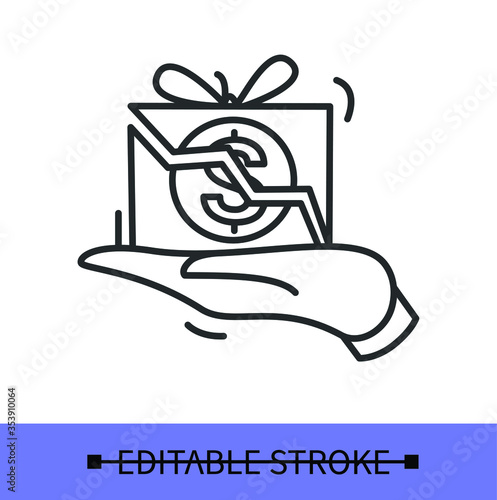 No employee benefits line icon.Employee without advantage.Drawbacks of freelancing.No bonuses.Isolated linear vector illustrations.Editable stroke
