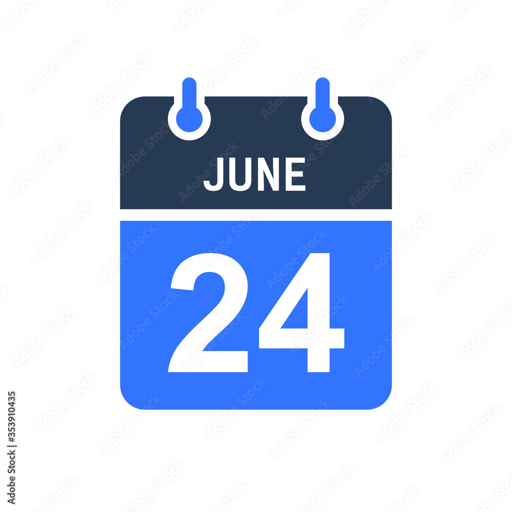 June 24 Calendar Date Icon, Event Date Icon, Calendar Date, Icon Design Vector Graphic June 24 Calendar Date Icon, Event Date Icon, Calendar Date, Icon Design Vector Graphic