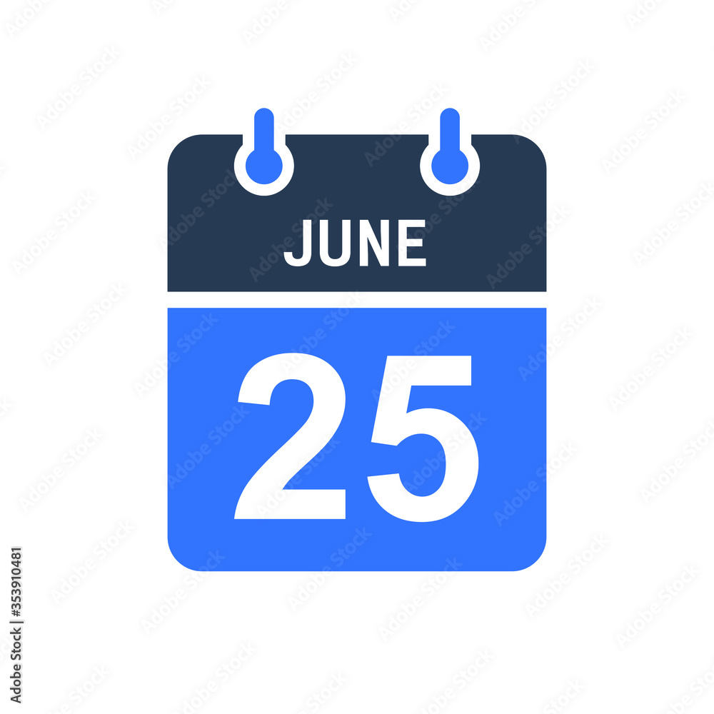 June 25 Calendar Date Icon, Event Date Icon, Calendar Date, Icon Design Vector Graphic June 25 Calendar Date Icon, Event Date Icon, Calendar Date, Icon Design Vector Graphic