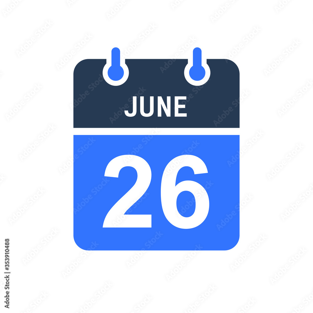 June 26 Calendar Date Icon, Event Date Icon, Calendar Date, Icon Design Vector Graphic June 26 Calendar Date Icon, Event Date Icon, Calendar Date, Icon Design Vector Graphic
