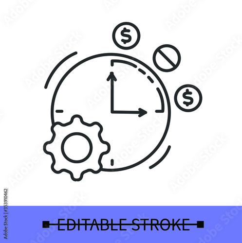 Time management line icon.Business finance concept.Freelance plan.Work time.Freelancer working hours.Isolated linear vector illustrations.Editable stroke
