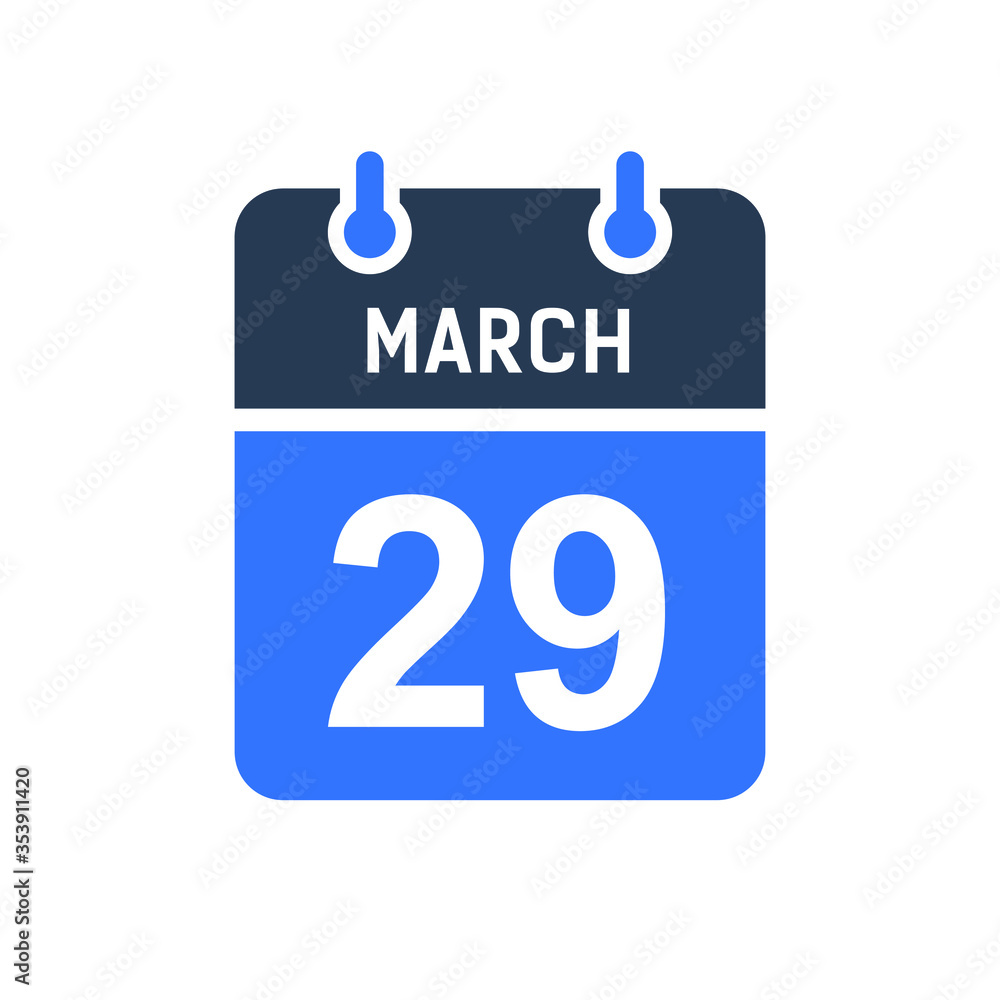 March 29 Calendar Date Icon, Event Date Icon, Calendar Date, Icon Design Vector Graphic March 29 Calendar Date Icon, Event Date Icon, Calendar Date, Icon Design Vector Graphic
